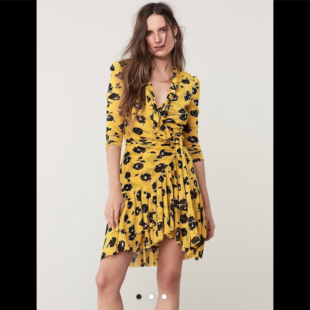 New DVF Paloma Ruffled Nylon Mesh Wrap Dress